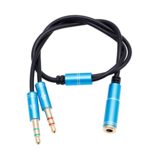 Cable Adaptador 3.5mm 1 Jack 2 Plug azul Accesorios Computacionales