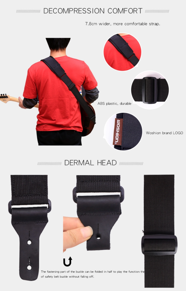 Correa Strap Guitarra Bajo Ergonómica WST-52 Accesorios Musicales 5