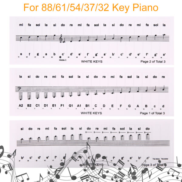 Pegatinas Stickers Teclado Piano Educación Musical Notas Accesorios Musicales pegatina 3