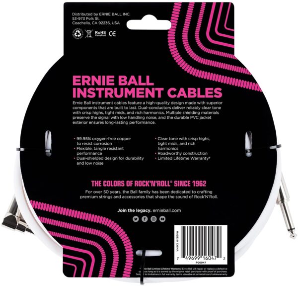 Cable Instrumento Ernie Ball P06047 6mts Accesorios Musicales bajo 4