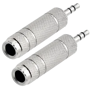 Adaptador 6.35 Jack a 3.5 Plug (PAR) ESTÉREO CROMADO